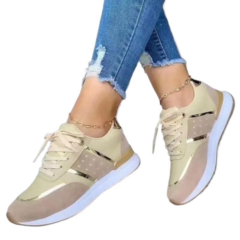 Мода 2024 года, женские кроссовки на платформе, кожаные повседневные спортивные туфли в стиле пэчворк, женские кроссовки для бега на открытом воздухе, вулканизированные туфли Zapatillas Mujer