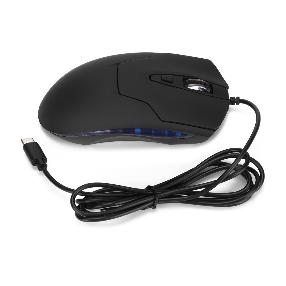 Adjustable DPI Wired Mouse Type-C Wired Computer Mouse 6-Button Optical Mouse Study