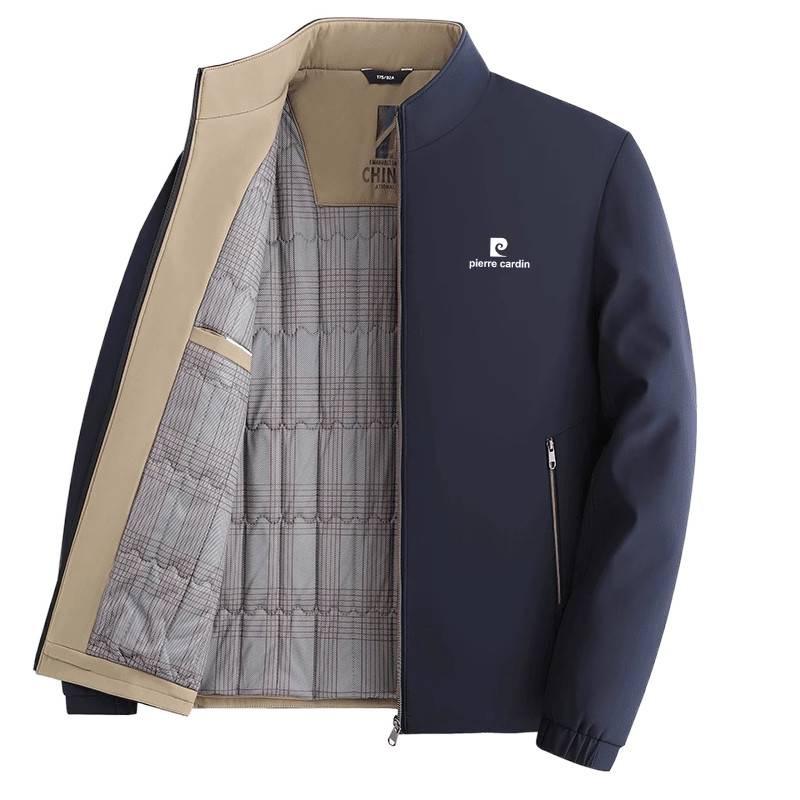 Pierre Cardin Men's Stand-Up Collar Cotton Jacket, Dad Style, Thickened for Autumn/Winter 2025.