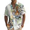 Летняя модная мужская рубашка с коротким рукавом, винтажный анималистический принт с тигром, повседневная, повседневная, свободные мужские рубашки, свободные топы