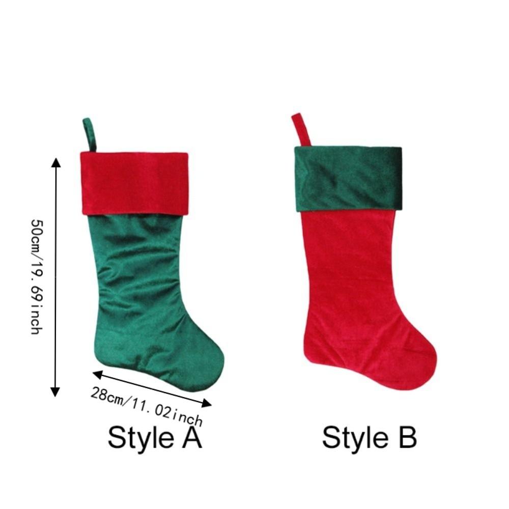 Refillable Velvet Christmas Stocking Red Green Fireplace Decorative Stockings Home