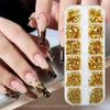 12-ячеистые Золотые и Серебряные Металлические Украшения для Маникюра с Жемчугом