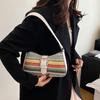 Fashion PU Leather Woven Underarm Bag Women's New Strip Design Shoulder Bag High-end Niche Trend Hobo Bag CLE