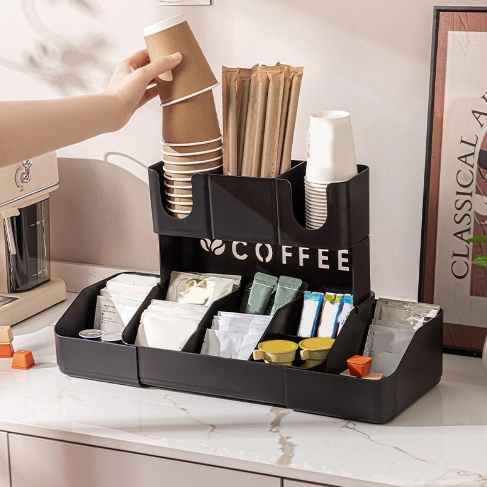 Plastic Disposable Paper Cup Holder Adjustable Cup Dispenser Cup Straw Storage Rack  Office