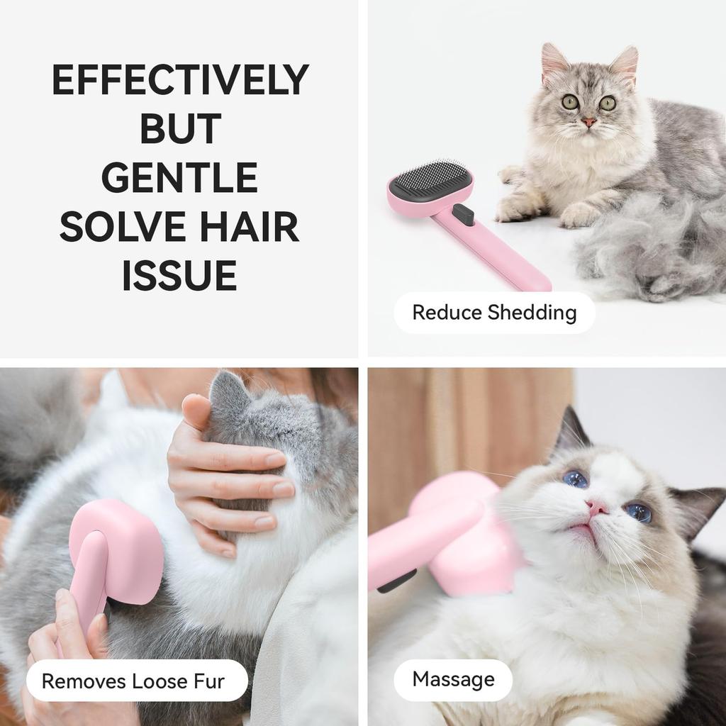 Aumuca Cat Brush Push Healing Brush Slicker Brush для длинношерстных и короткошерстных кошек. Устраняет выпадение шерсти одним массажем. Легко удаляет шерсть, выталкивая ее.