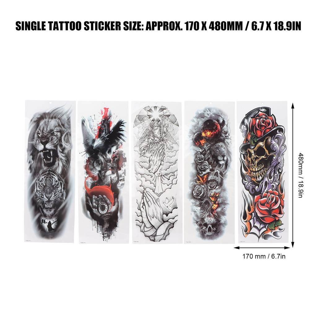 5 шт. Большие наклейки-татуировки на руку, временные водостойкие наклейки с поддельными татуировками для женщин и мужчин