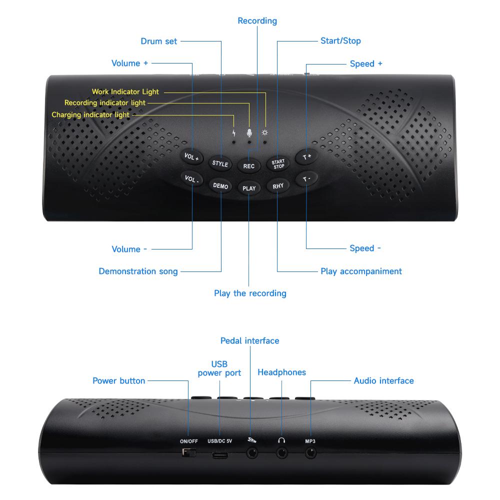 Hand Roll Drum Set 9-Pad Drum Set Built-in Stereo Speakers Foot Pedal Birthday Gift Drum Practice Set