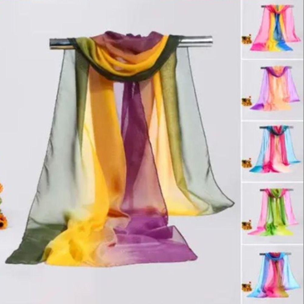 Butterfly Print Chiffon Scarf 160*50cm Silk Scarf Fashion Beach Gauze Scarf for Women