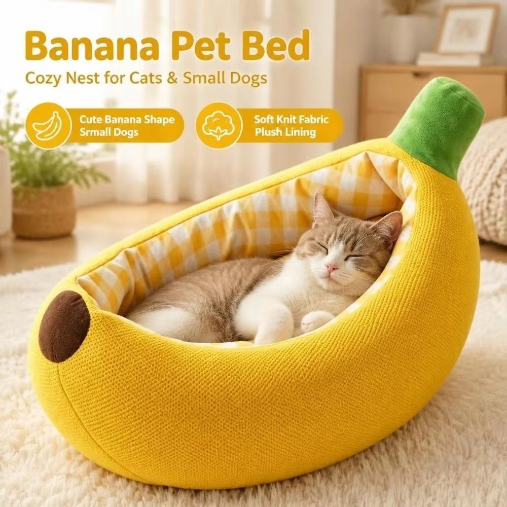 Soft Banana Boat Pet Nest Funny Cat Mat Cute Banana Shape Cat Kennel Bedroom