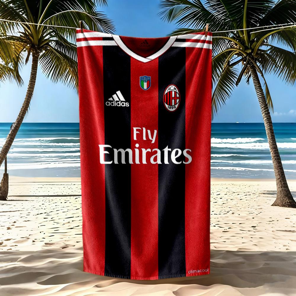 Ac Milan Beach Towel Quickdry Soft Microfiber Comfortable Lightweight Suitable For Swimming Gym Camping Yoga Vacation