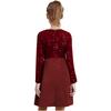 Girls Christmas Glittery Sequin Party Gown Round Collar Long Sleeve High Waist Knee Length Belted Pleated Formal Event Dress
