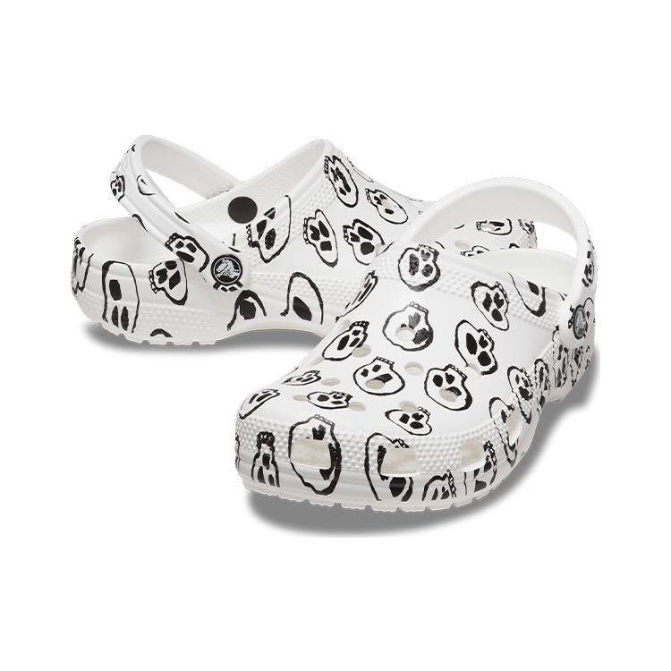 Crocs Classic Clog Skull Print Белые кроссовки унисекс Черные 208993-103