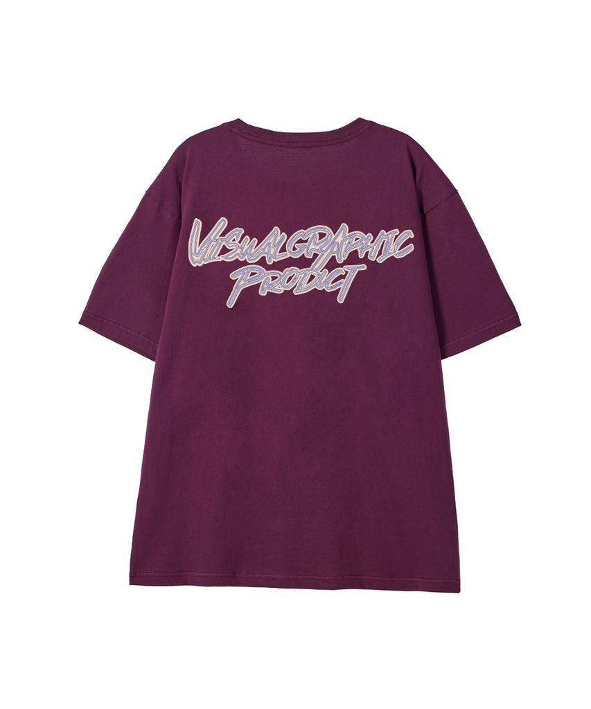 BY.L Contour Graffiti Logo Short Sleeve T-Shirt Wine