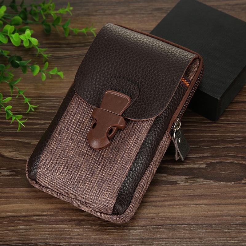 Мужская сумка из искусственной кожи с двойной молнией для телефона, поясная сумка, маленькая сумка, спортивная поясная сумка, кошелек для монет