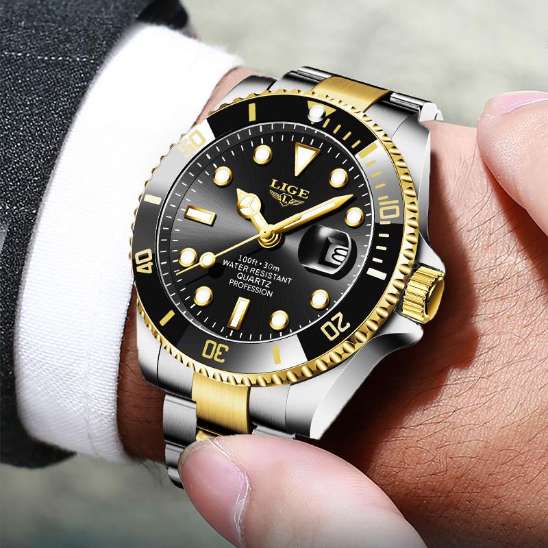 LIGE Top Brand Men's watches Luxury Fashion Waterproof Date Clock Sport Quartz Wristwatch watches for men Relogio Masculino+BOX