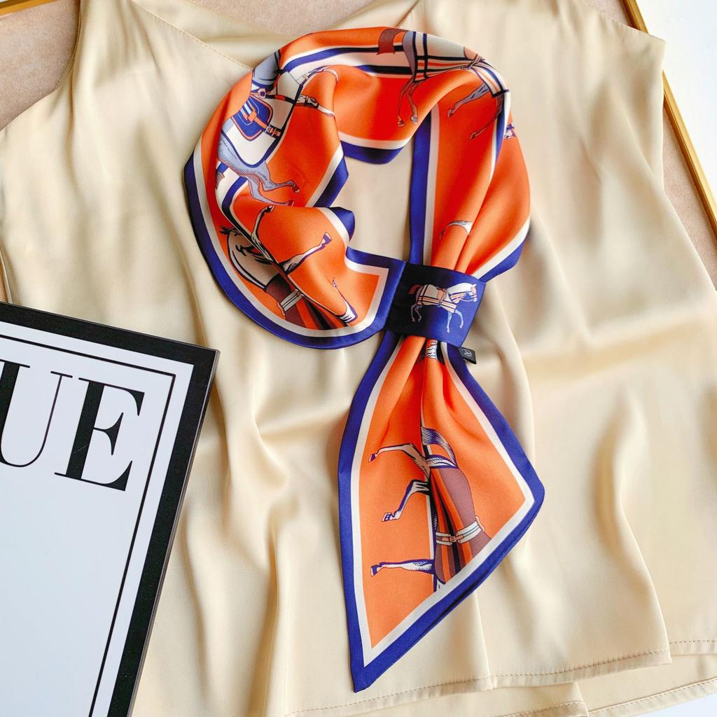 Длинный маленький шелковый шарф, высококачественная сумка для шарфа, универсальная подходящая к рубашке, шарф