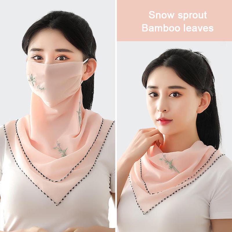 Женская вуаль-маска для лица с элегантным цветочным принтом, УФ-защитный щиток для лица, велосипедная маска для лица, тонкая треугольная шейная повязка, дышащая