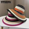 Летняя шляпа от солнца, новая пляжная шляпа в полоску с большим краем, женская дышащая шляпа от солнца с защитой от ультрафиолета