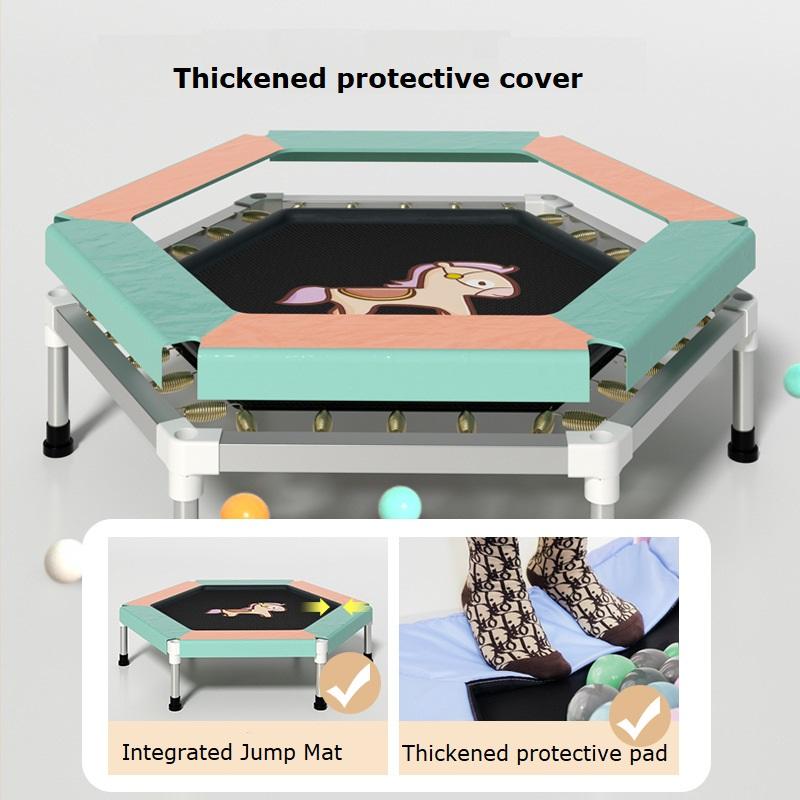 48-дюймовый шестиугольный батут для упражнений для детей с защитной сеткой, прыжковая кровать для спортивных развлечений в помещении