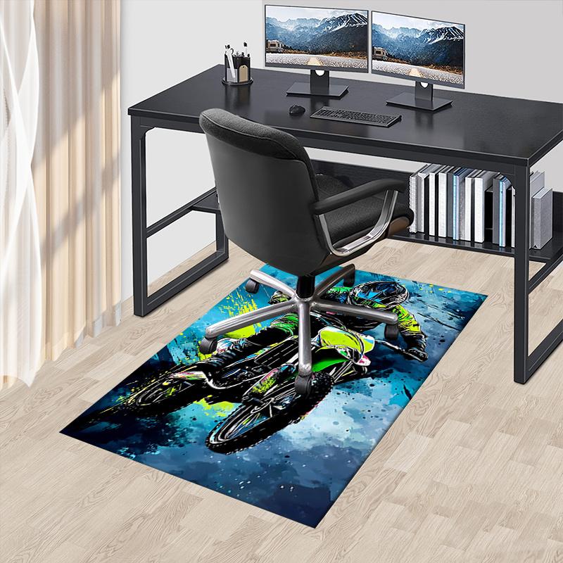 Motorcycle Theme Office Carpet Chair Mat - Large Desk Protector for Home Decor, Sofa Rug, Office Flooring, Gift Idea for Any Room0162A