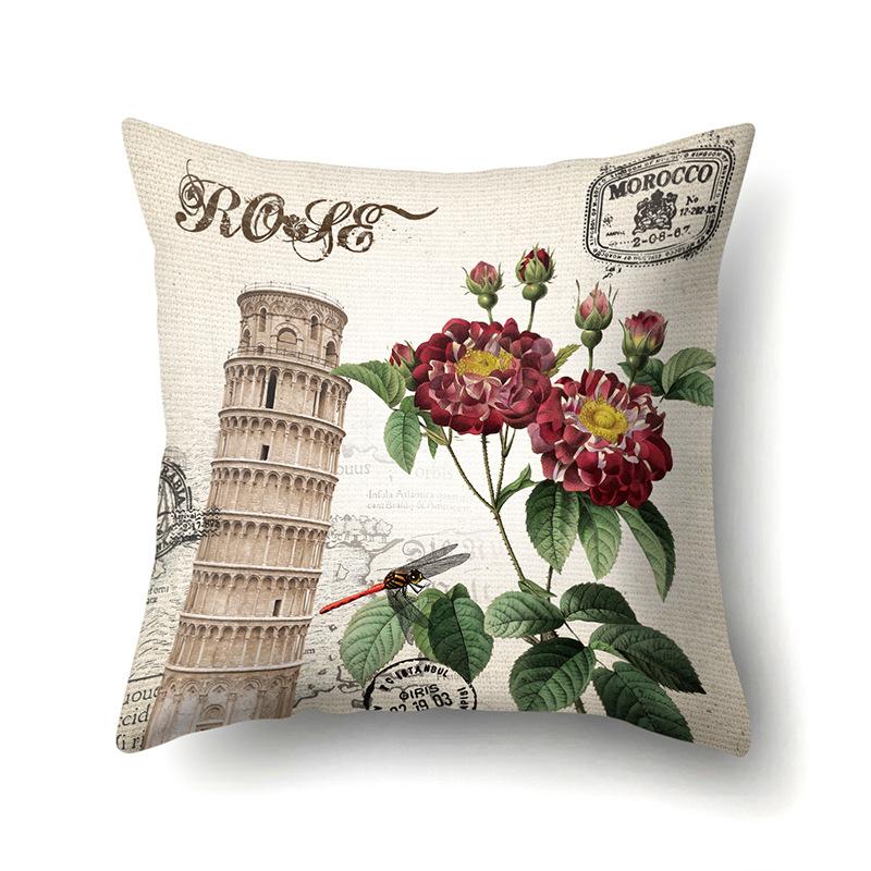 Полиэстеровая наволочка Автомобильная декорация Наволочка с ретро-принтом Чехол для поясничной подушки Чехол для подушки-башни Прикроватный чехол для подушки