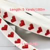 5 Yards/Roll Christmas Ribbon Wedding Headwear Materials Bouquets Embroidered Heart Ribbon Festive Decorations 16mm