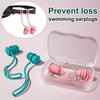 Swimming Earplugs With Rope Waterproof 3-Layer Noise Cancelling For Swim Sleep Ergonomic Design With Lanyard Tether Anti-Loss