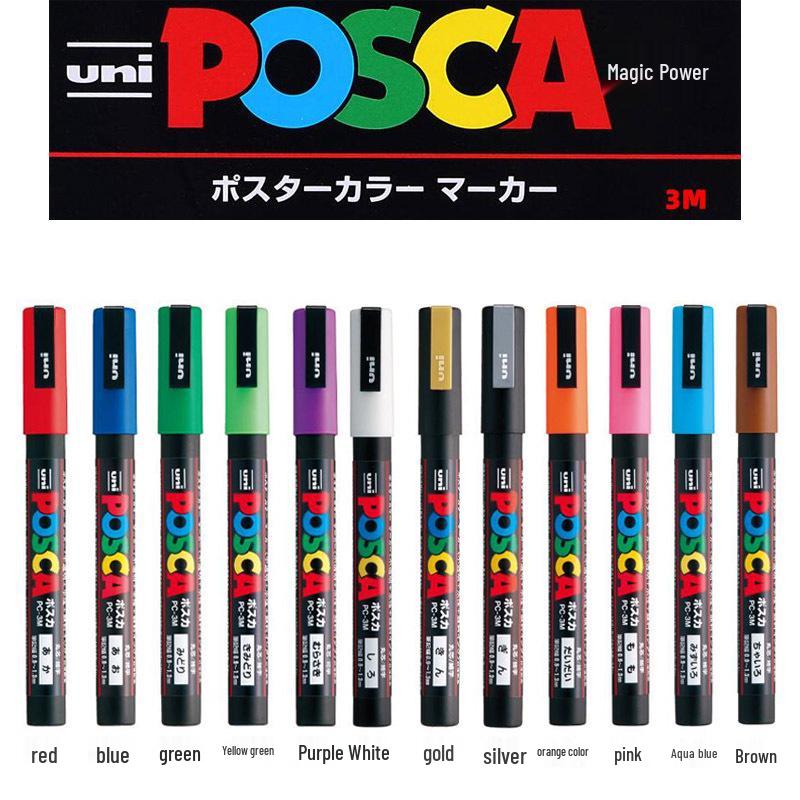 UNI Mitsubishi POSCA Белый Маркер-Краска Хайлайтер для Акрилового Искусства, PC-3M