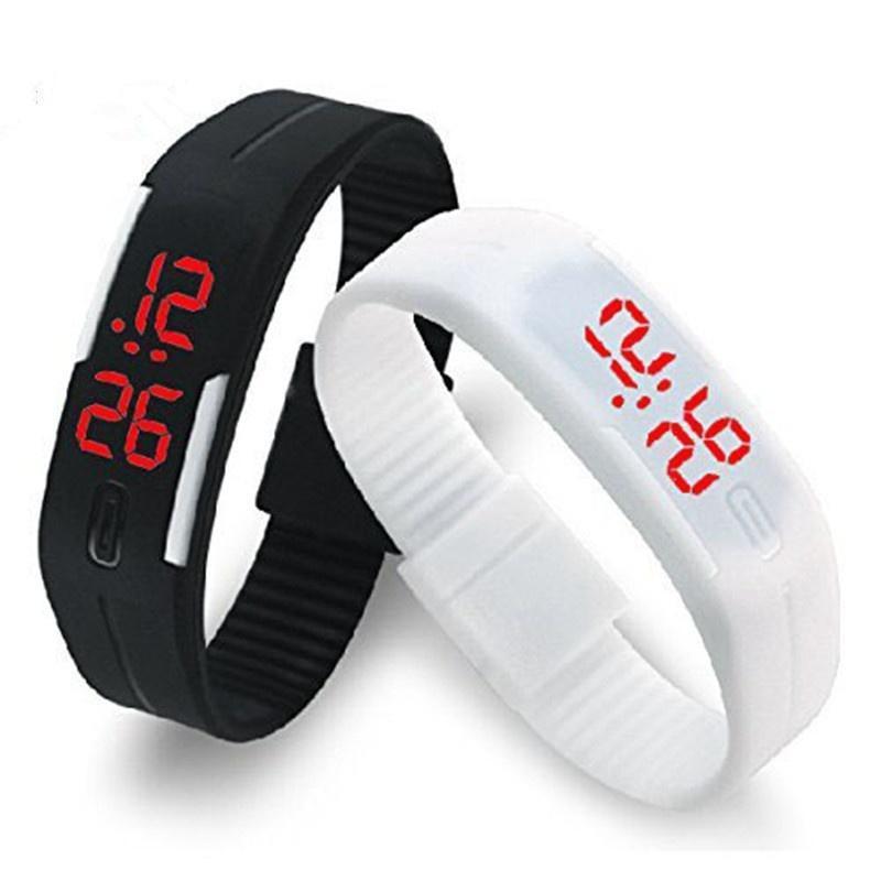 Унисекс Повседневные Спортивные Силиконовые Резиновые Светодиодные Часы с Сенсорным Экраном в Конфетных Цветах
