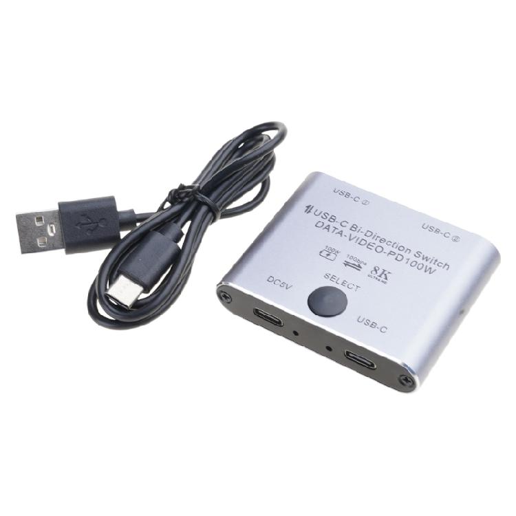 Переключатель KVM USB C 8K Двунаправленный переключатель USB C для 2 ПК Легкое переключение 1 кнопкой 2 входа 1 выход и 2 входа 1 выход 3440x1440