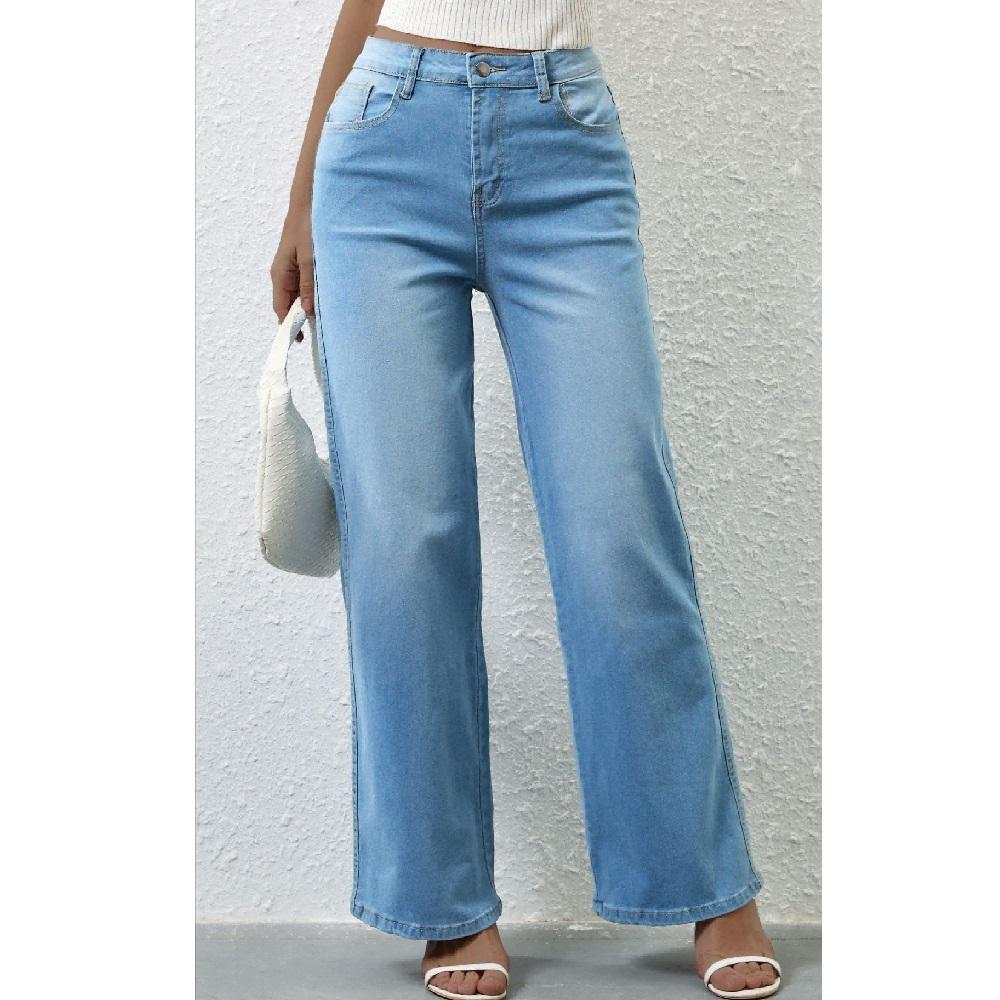 Джинсы с высокой талией для женщин, винтажные эластичные прямые брюки, женские длинные брюки