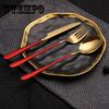 Knife 3pcs/set Stainless Steel Gold Plated Dinnerware Knife Fork Spoon Kit