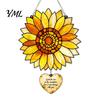 Floral Wall Art Hanging Stained Glass Style Sunflower Pendant, with Metal Artistic Window Ornament Chain, Acrylic for Home Garden Porch Decoration
