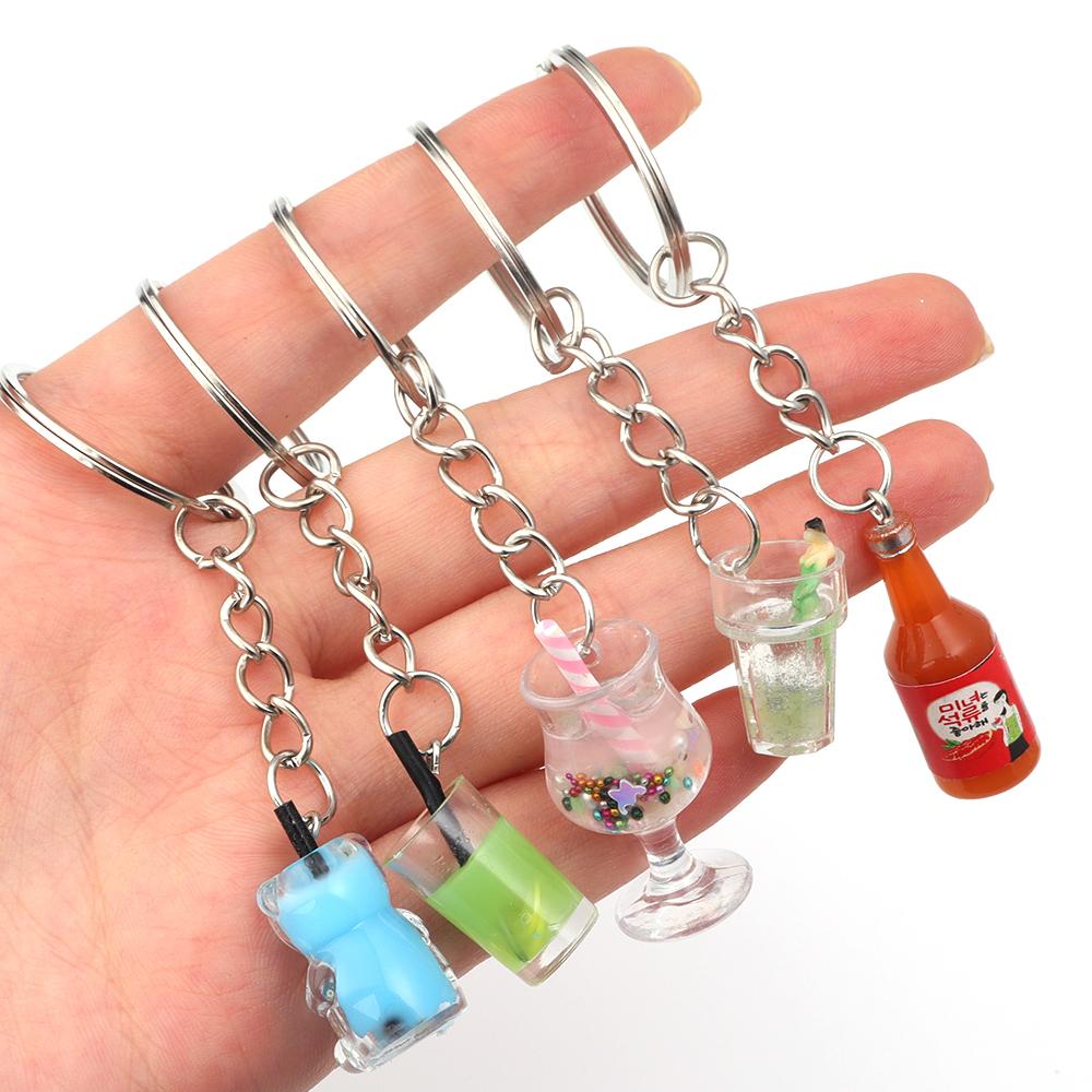 10Pcs Acrylic Beverage Cup Mini Pendant For Craft Phone Chain Keychain Making Decorative Accessories DIY Cute Jewelry Supplies