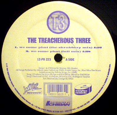 12-дюймовая пластинка TREACHEROUS THREE - We Come Phat 12PO223 Wrap Records, E 1994 США Рэп и хип-хоп/R&B Б/У