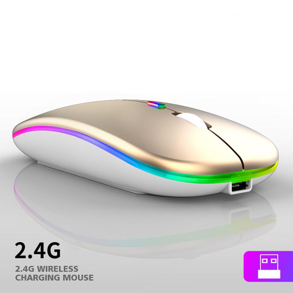 Ультратонкая бесшумная перезаряжаемая беспроводная мышь 2.4G с RGB-подсветкой 1600 DPI и эргономичным дизайном