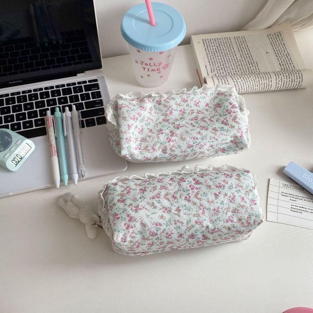 Large Capacity Pen Bag Lace Floral Pattern Stationery Bag High Quality Pen Box Gift