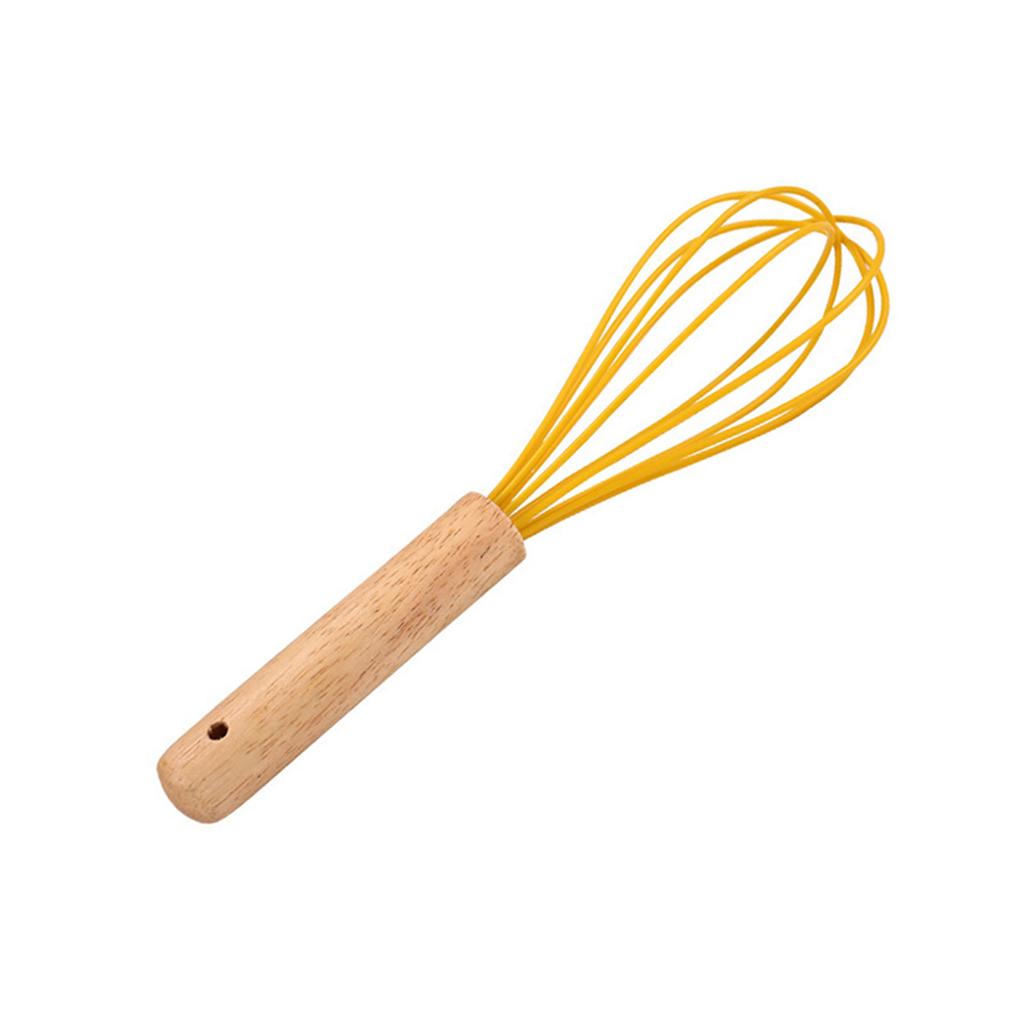 Baking Home Wooden Handle Manual Silicone Cream Stirring Frother Whisk Mixer Blender Egg Beater