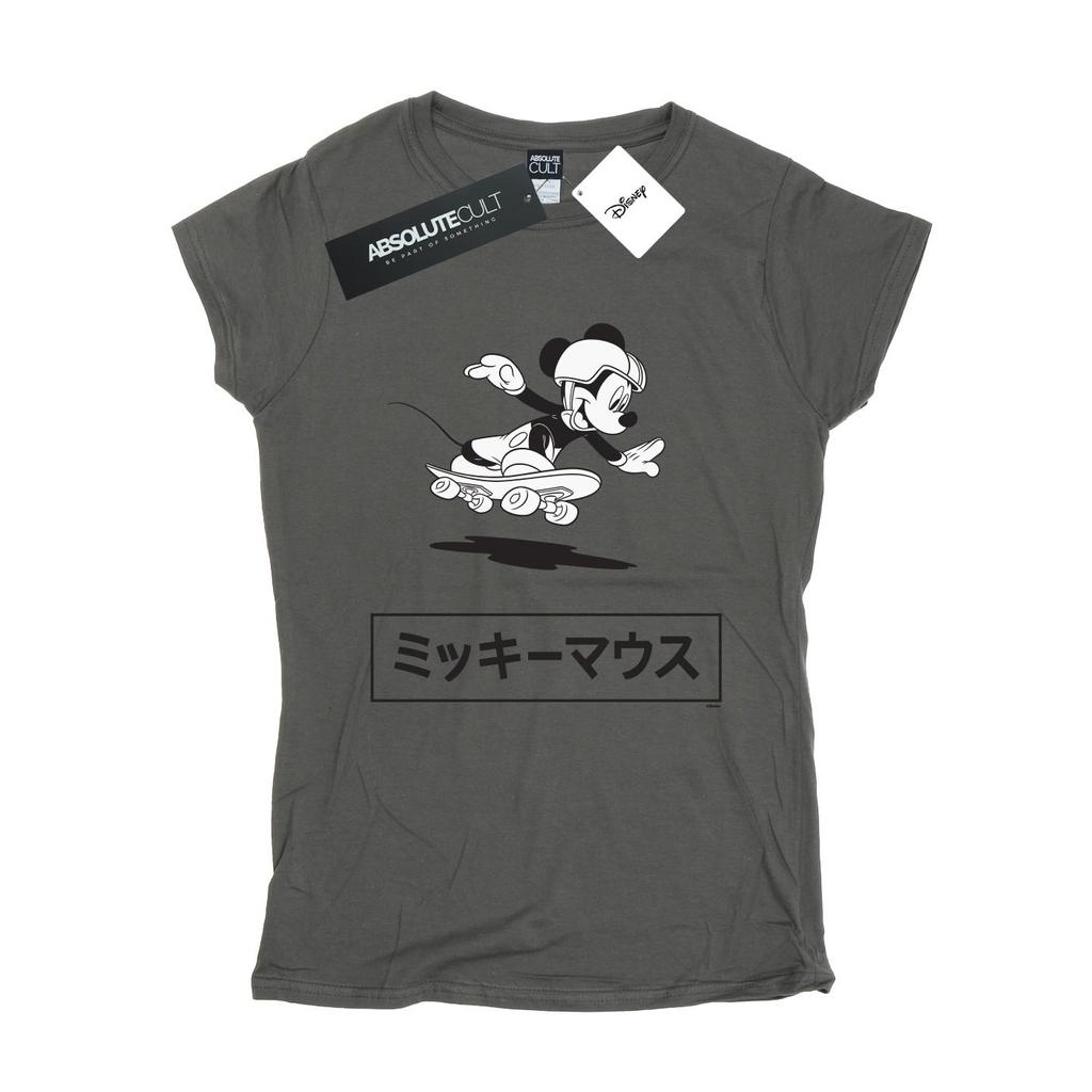 Disney Женская/Дамская хлопковая футболка с Микки Маусом, катающимся на коньках