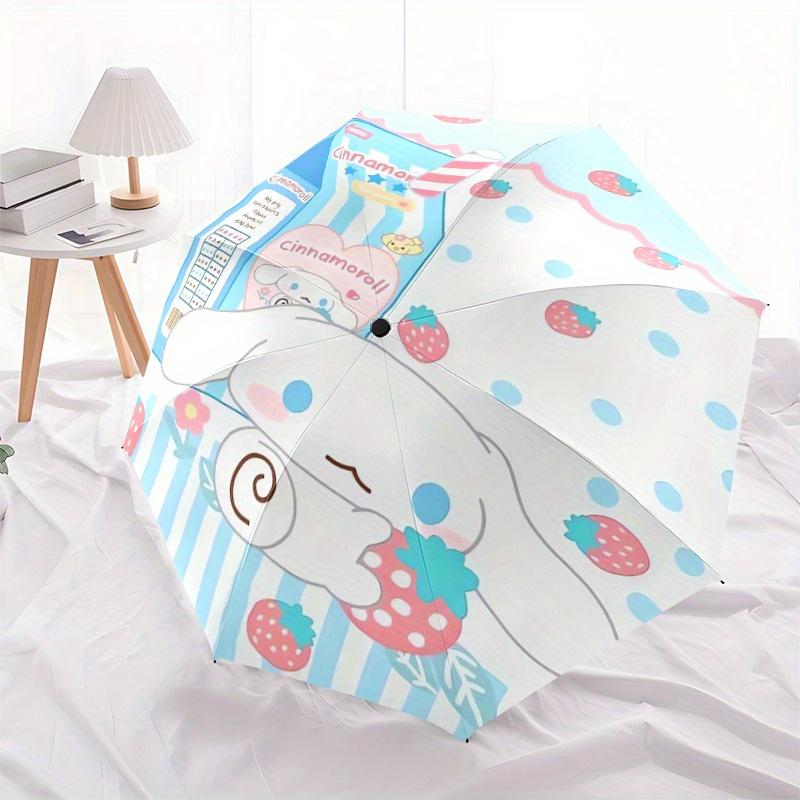 1pc Strawberry Milk & Cinnamoroll Pattern Fully Automatic Folding Portable Umbrella, 8 Iron Frames, Three-Fold Design, Suitable for All Seasons, Suita