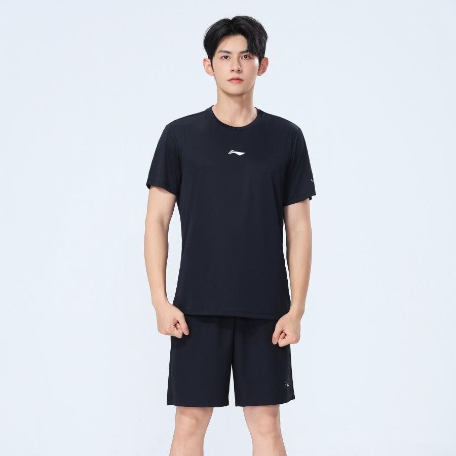 Li-Ning Летняя однотонная футболка с круглым вырезом, ледяной шелк, ощущение прохлады, влагоотводящая, дышащая, быстросохнущая, для бега, фитнеса, с коротким рукавом, ATSW963-1