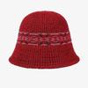 Vintage Color Jacquard Knitted Bucket Hat Women's Fisherman Hat