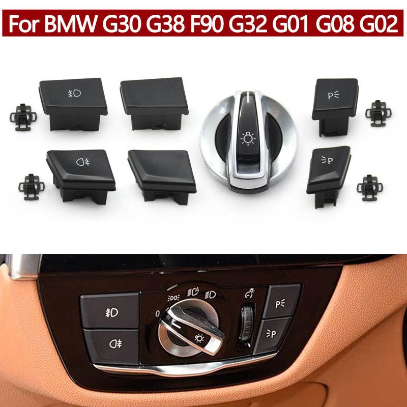 Car Headlight Switch Rotary Knob Head Lamp Switch Foglight Button Cover Replace For BMW G30 G31 G38 F90 G32 G01 G08 F97 G02 F98