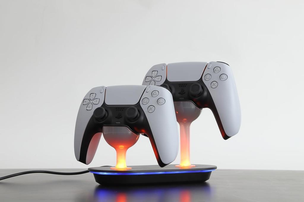EGGSLINER GAMES PS5 Controller Charging Simultaneous Charge for Two DualSense Fast LED Indicator PlayStation 5 Black Stand, Controllers, Compatible,