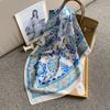 Korean Niche Retro Floral Printed Silk Scarf INS Style Ladylike Temperament Square Scarf Fashion Elegant Decorative Scarf