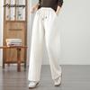 Женские теплые брюки больших размеров на осень-зиму, плотные, с высокой талией, белые, серые, повседневные, свободные, прямые, на кулиске, базовые, утепленные