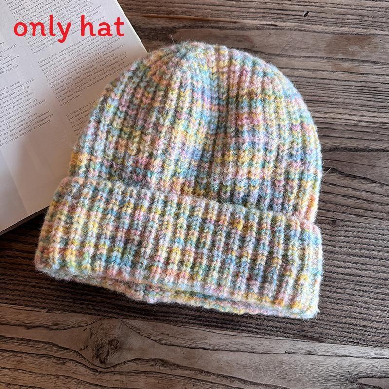 Женская Мода Цветная Повседневная Теплая Вязаная Шапка для Зимних Прогулок