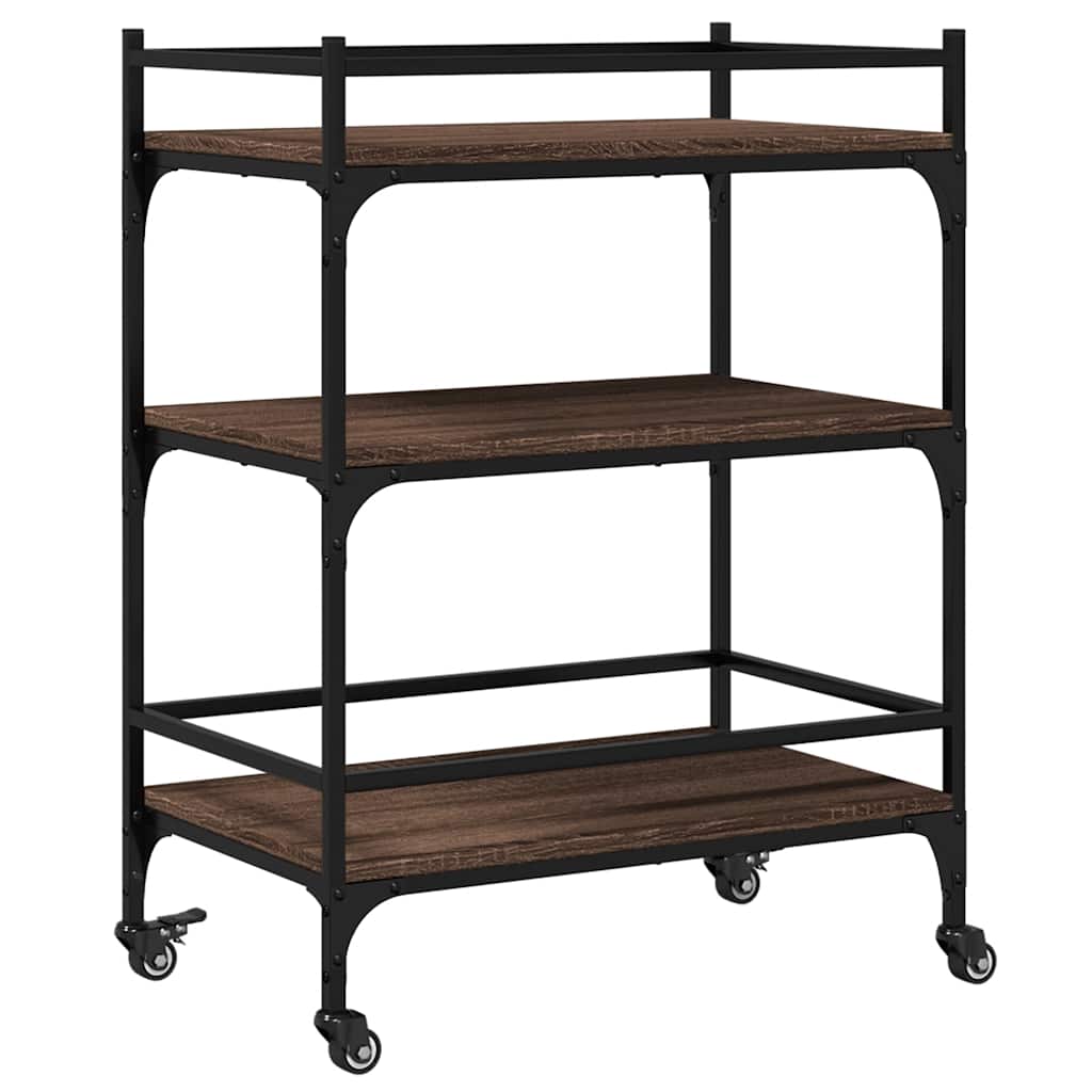 Kitchen Trolley Brown Oak Effect 65 x 40 x 86.5 cm Engineered Wood