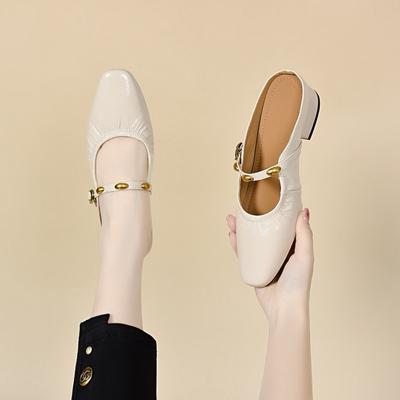 Баотоу тапочки женские летние туфли Мэри Джейн женские низкий каблук с ленивой перетяжкой элегантные полутапочки