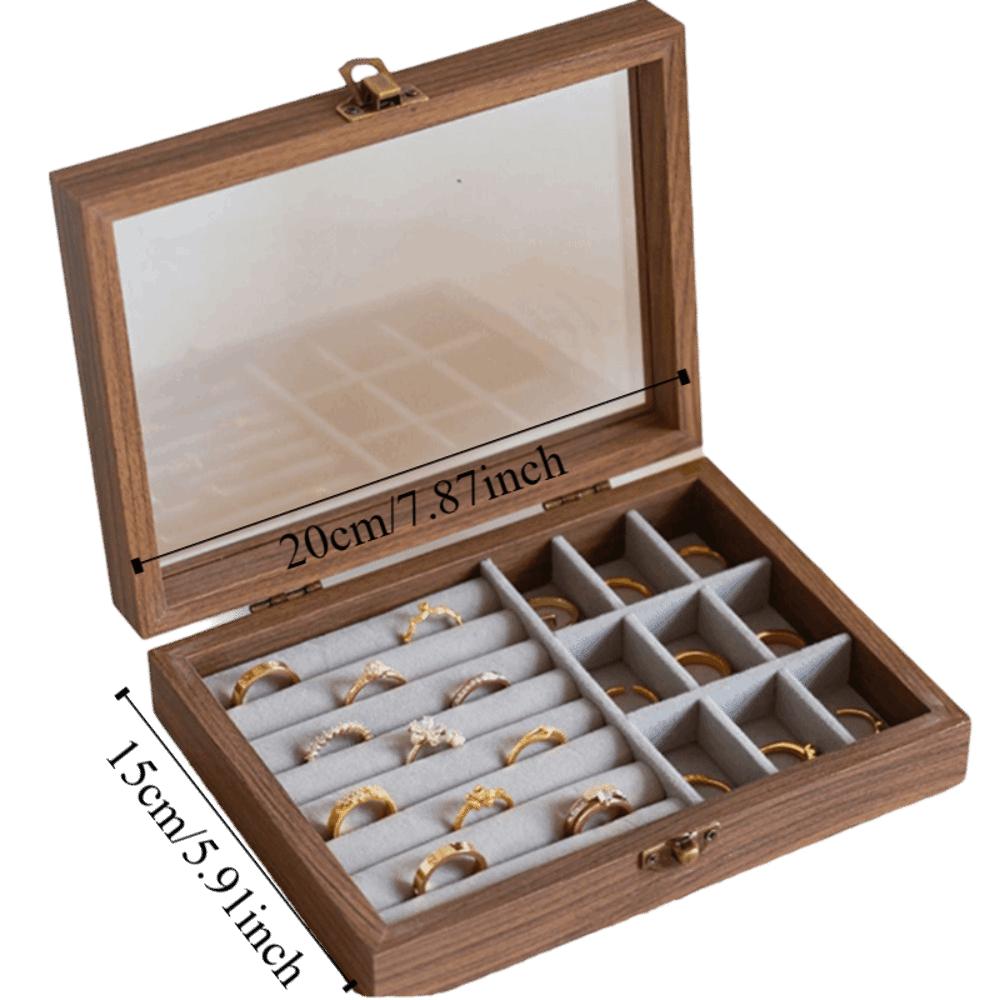 Velvet Jewelry Organizer Elegant Ring Display Holder Convenient Wood Jewelry Box  Desk